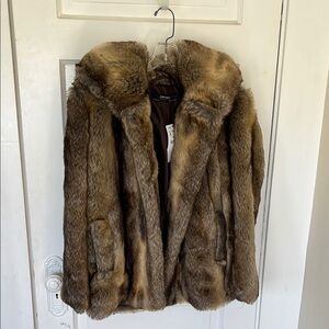 Zara Hooded Faux Fur Coat